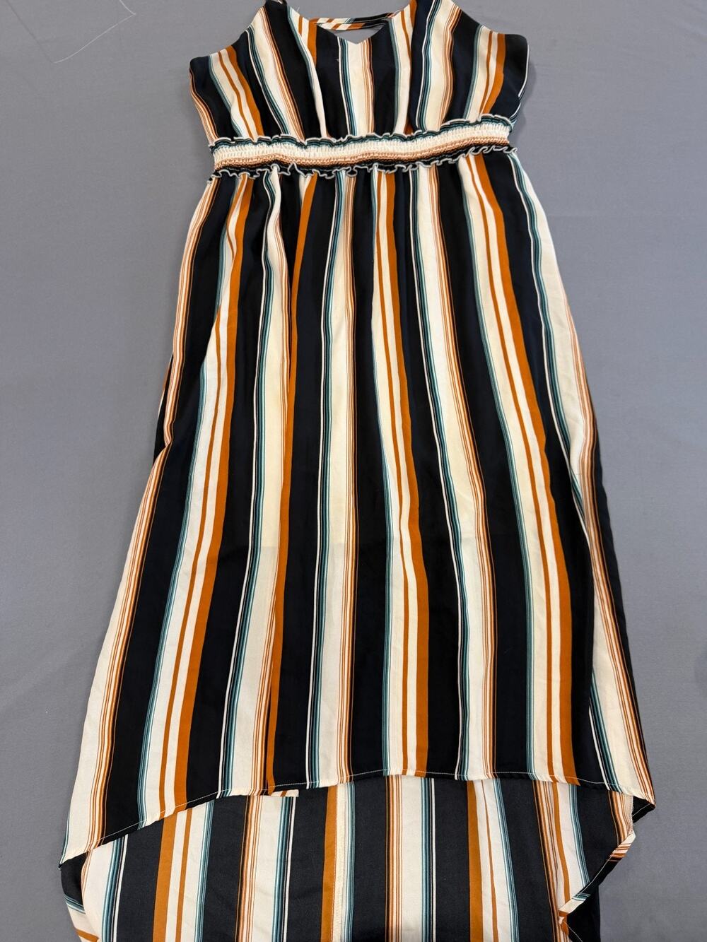 Maurices Womens XL Brown Black Striped Hi Low Tank Maxi Dress Boho Casual